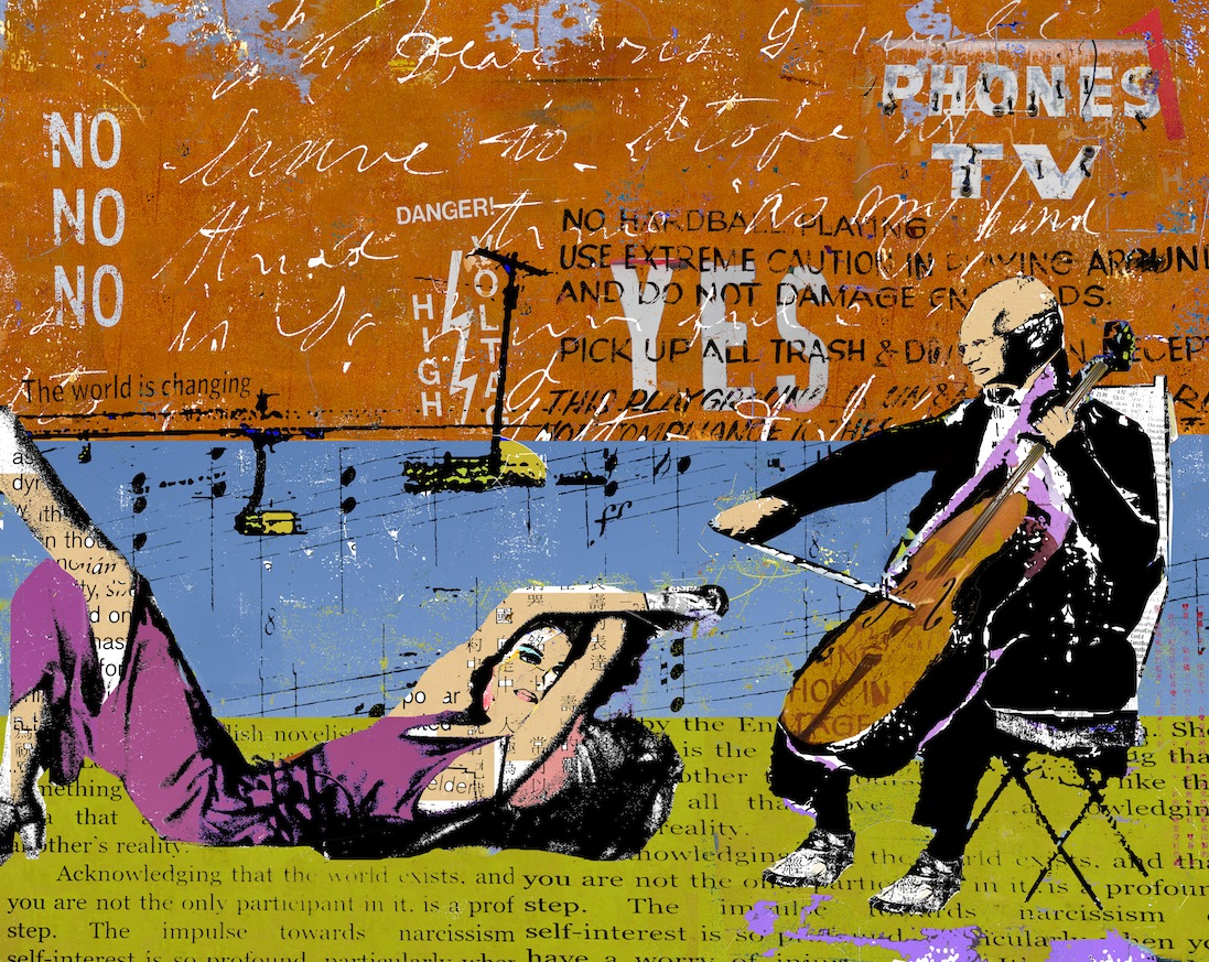 man with a Cello, 54 x 43, 2014