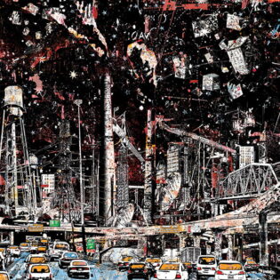 Big City at Night, 60" x 100", Original