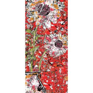 Graffiti Flowers with Red, 45" x 14", Original