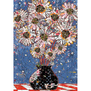 Red, White and Blue Graffiti Flowers, 64" x 45", Original