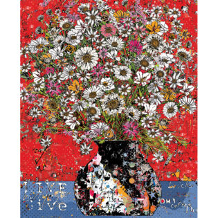 Contemporary Flowers ( Red and Blue ), 64" x 52", Original