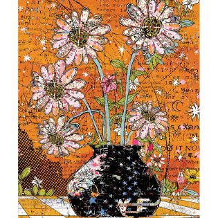 Orange Flowers, Print on aluminum with gloss varnish in black wood floater frame.