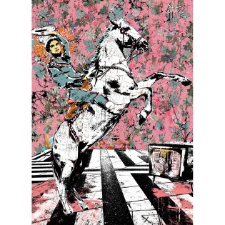 Horse Rider, Print on aluminum w gloss varnish and black floater frame
